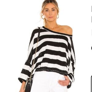 Free People East West Tee in Black and Ivory, small